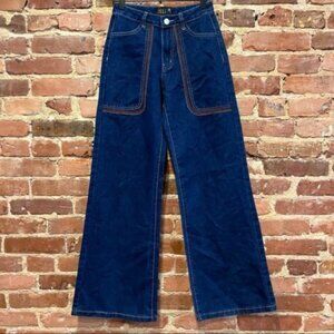 Delia's Rainbow Thread Wide Leg Pants XS Dolls Kill Dark Wash